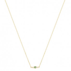 Gargantilha Em Ouro 18k Reta Com 1 Esmeralda De 0.09CTS Com 4 Diamantes De 0.09CTS
