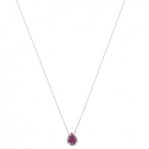 Gargantilha Em Ouro  Branco 18k  Gota Com 1 Rubi De 0.87CTS