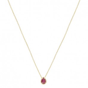 Gargantilha Em Ouro 18k Gota Com 1 Rubi De 0.87CTS