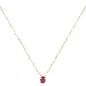 Gargantilha Em Ouro 18k Ponto De Luz Bolinhas Polidas Com 1 Rubi 0.50CTS