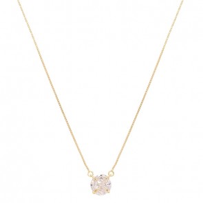 Gargantilha em Ouro 18k Chuveiro Redondo com Zircônias  Brancas  