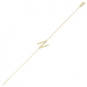 Pulseira em Ouro 18k Letra N Polida - 18cm 