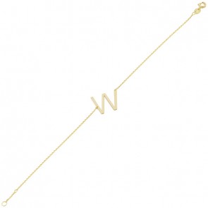 Pulseira Letra W Polida - 18cm 