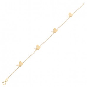 Pulseira em Ouro 18k Cartie 18cm Borboletas Polidas 