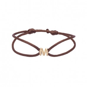 Pulseira em Ouro 18k Fio Cetim com Pingente Letra M Polido