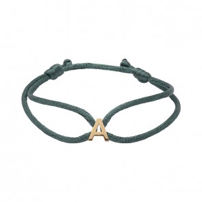 Pulseira em Ouro 18k Fio Cetim com Pingente Letra A Polido