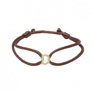 Pulseira em Ouro 18k Fio Cetim com Pingente Letra D Polido
