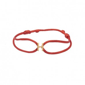 Pulseira em Ouro 18k Fio Cetim com Pingente Letra H Polido