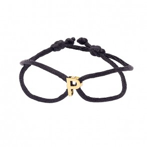 Pulseira em Ouro 18k Fio Cetim com Pingente Letra P Polido