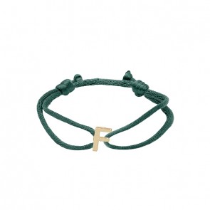 Pulseira em Ouro 18k Fio Cetim com Pingente Letra F Polido