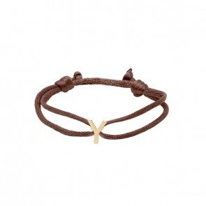 Pulseira em Ouro 18k Fio Cetim com Pingente Letra Y Polido