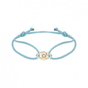 Pulseira em Ouro 18k Fio Cetim com Pingente Olho Grego Polido