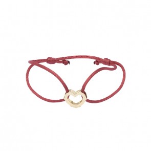 Pulseira em Ouro 18k Fio Cetim com Pingente Coração Polido