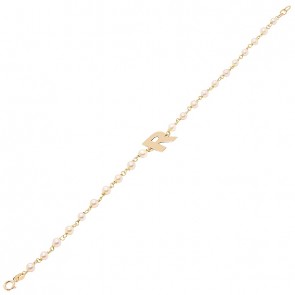 Pulseira em Ouro 18k com Pérolas 3.00 a 3.50mm Letra R - 18cm