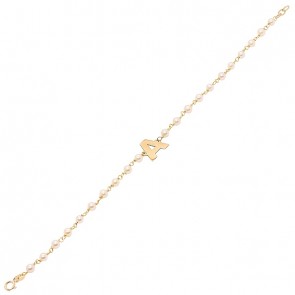 Pulseira em Ouro 18k com Pérolas 3.00 a 3.50mm Letra A - 18cm