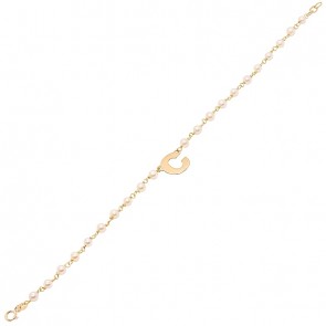 Pulseira em Ouro 18k com Pérolas 3.00 a 3.50mm Letra C - 18cm