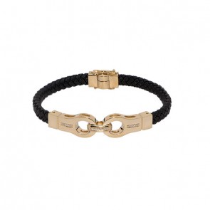 Pulseira em Ouro 18k Sentir Alpha Leather Buckle com 17 Diamantes