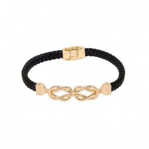 Pulseira em Ouro 18k Sentir Alpha Leather Crossed Wires 