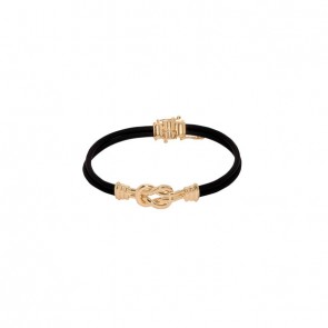 Pulseira em Ouro 18k Alpha Leather Rubber Crossed Wires 