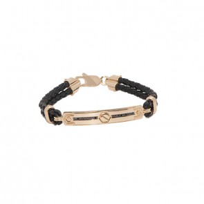 Pulseira em Ouro 18k Alpha Leather Board com 18 Diamantes Black