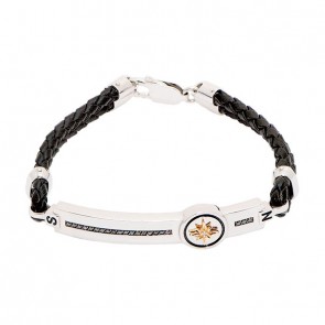 Pulseira em Ouro 18k Alpha Leather Board Bicolor com 21 Diamantes Black e 1 Diamante 