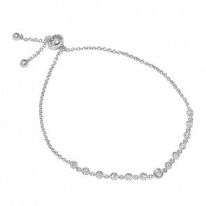 Pulseira Branca Circulos Com 13 Diamantes