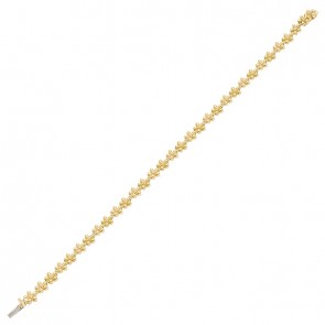 Pulseira em Ouro 18k Florzinhas Polidas com 32 Diamantes de 0.32Cts      