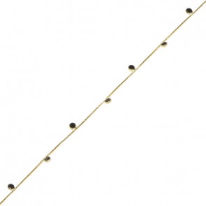 Pulseira Dambete 18cm Com Zircônias Pretas - 0.90gr