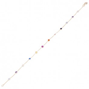 Pulseira Dambete 18cm com Zircônias Coloridas- 0.90g