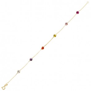 Pulseira em Ouro 18k Veneziana 18cm com Zircônias Coloridas 4mm 