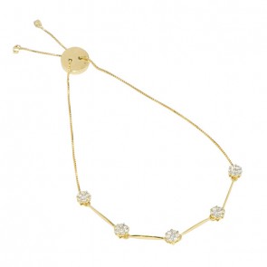 Pulseira em Ouro 18k  Florzinhas com 39 Brilhantes 