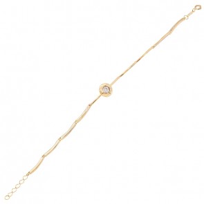 Pulseira em Ouro 18k Angular Polida com 7 Brilhantes