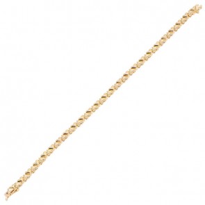 Pulseira em Ouro Amarelo 18k Riviera Corações Polida 16cm   