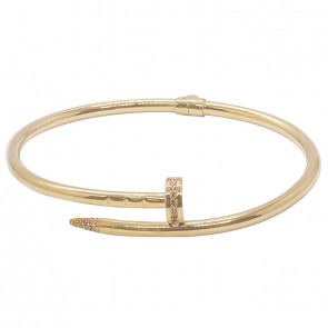 Bracelete em Ouro 18k Oco Prego Polido 45X55mm com Zircônias