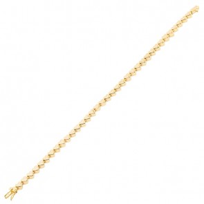 Pulseira em Ouro Amarelo 18k Riviera Corações Polida 