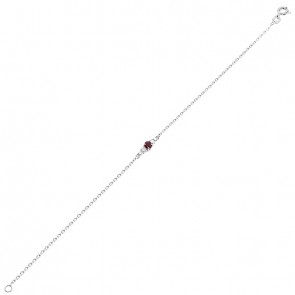Pulseira em Ouro Branco 18k Reta com 1 Rubi 0.09CTS com 4 Diamantes de 0.09CTS