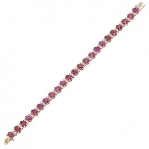 Pulseira em Ouro Rose 18k Riviera com 23 Rubis e 46 Diamantes    