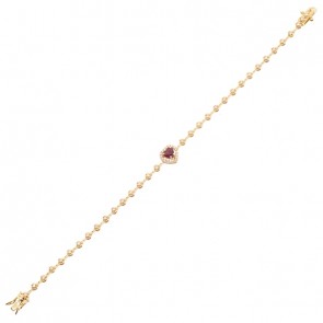 Pulseira em Ouro 18k 18cm com 52 Diamantes de 0.58CTS com 1 Rubi de 0.36CTS