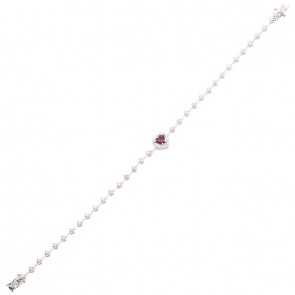 Pulseira em Ouro branco 18K riviera 18 centímetros com 51 diamantes de 0.57 quilates com 1 rubi de 0.36 quilates