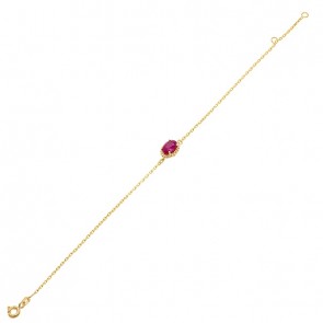 Pulseira em Ouro 18k 18cm Oval com 1 Rubi  de 0.50CTS
