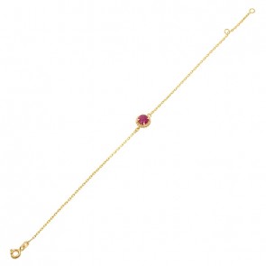Pulseira em Ouro 18K 18 cm Redonda com 1 Rubi  de 0.49CTS