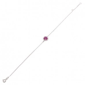 Pulseira em Ouro Branco 18K 18cm Redonda com 1 Rubi  de 0.49CTS