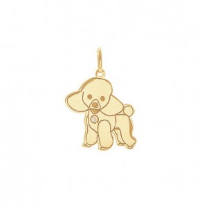 Pingente Poodle gravado com Brilhante