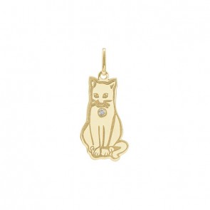 Pingente Gato gravado com Brilhante