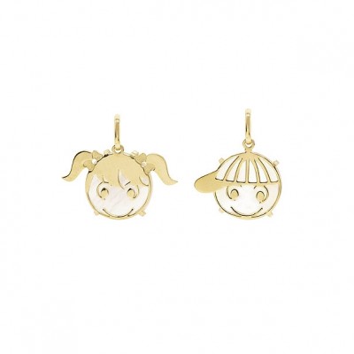 Pingente em Ouro 18k Menina/Menino Polido com Madrepérola - 12mm