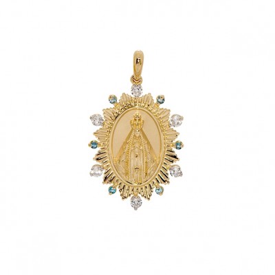 Pingente em Ouro 18k Sacra Nossa Sra. Aparecida com Pedras Naturais 