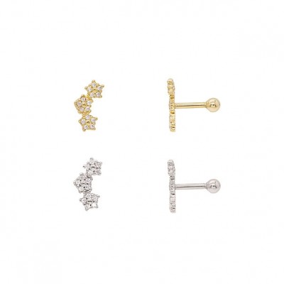 Piercing em Ouro 18k Florzinhas com Zircônias