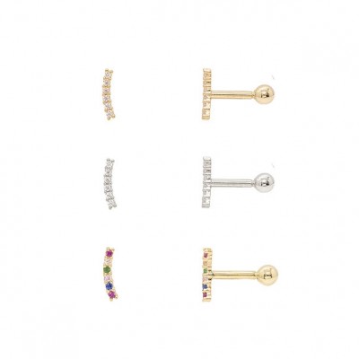 Piercing em Ouro 18k Palito com Zircônias