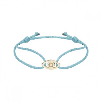 Pulseira em Ouro 18k Fio Cetim com Pingente Olho Grego Polido