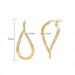 Brinco em Ouro 18k Argola Fio Quadrado Oval Torcida 